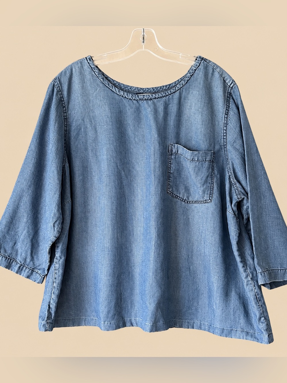 Denim Chambray Boxy Blouse Alexander Jordan 2X